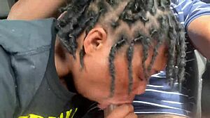 Ebony deepthroats monster black cock outdoors public