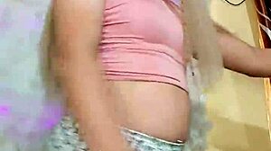 rosadita transexual strokes cock with her rich ass out