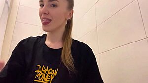Beauty locks shower door fucks herself silly all day 😈🚿💦