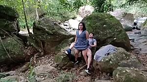 omg i love fucking outdoors in the woods with my friend he cums on my leg