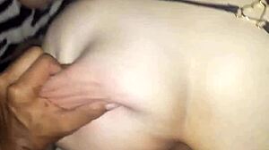 blonde milf's asshole squirts on black cock at her house