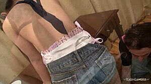 Teacher fucks pigtails asian teen pussy hard