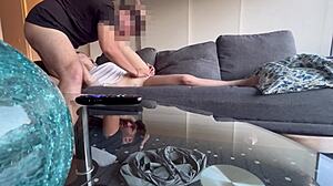 skinny cuñada horny foot kisses lead to casual sofa sexo and pussy licking