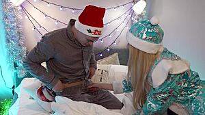 the snow maiden visits good boy tim for christmas cock sucking and deepthroat fun
