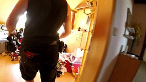 school skirt stockings heels hide big dick threesome blowjob backstage