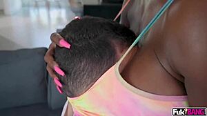 ebony mystique fucks and faces stepson's cock pov style