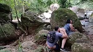omg i love fucking outdoors in the woods with my friend he cums on my leg