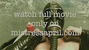 Dominatrix Mistress April Brutally Fucks Bound Prisoner with Strapon in Military Camp