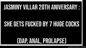 Jasminy Villar celebrates 24th anniversary with 7 cocks in ebony dap prolapse orgy