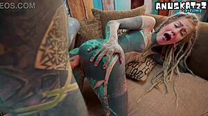 Dreadlocked goth in heels takes rough BWC anal gapes and facial 😈🍑💦