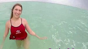 Who jizzes all over this teen's bouncy tits first?!