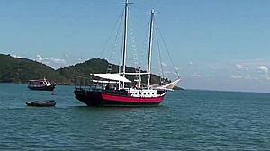 Latina anal slut takes mmf threesome pounding doggystyle bent over