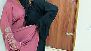 Desi housewife's intimate homemade bedroom moments with short-haired beauty