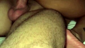 Wife's boyfriend joins us first date threesome bed romp