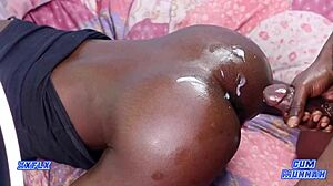 Gregory's black monster cock cums hard in homemade ebony anal pounding compilation