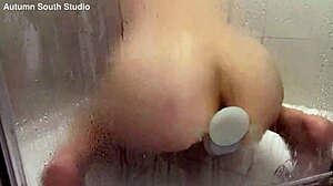 Autumn south showers with dildo bending over wet?
