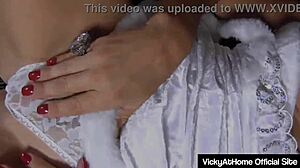 Vicky Vette Fingers Wet Pussy Lips While Squeezing Huge Tits