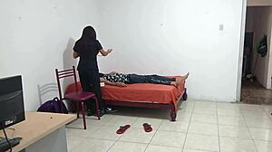 nurse shakes her huge curvy latina ass sensually for patient in lingerie roleplay