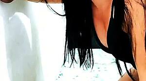 Hot white stepdaughter oils tits, deepthroats black stepdad on Halloween 😏🍆