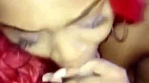 redhead ebony gags on student cock park public suck