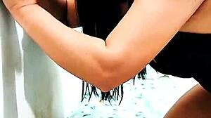 Hot white stepdaughter oils tits, deepthroats black stepdad on Halloween 😏🍆