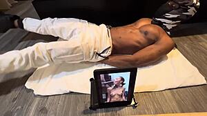 Skinny Muscular Black College Abs Workout Tease for Exotic Ladies