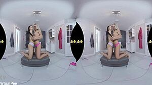 euro lesbians strip tease then finger shaved pussies while pissing