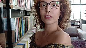 Library girl drops books for bareback sensual pounding