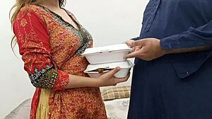 desi housewife tempts delivery boy into steamy kitchen sex