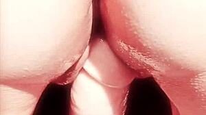 Mature wife oils huge ass teases wet shaved pussy closeup