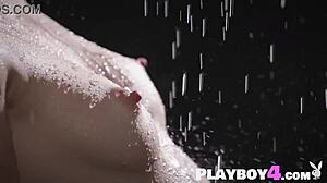 stunning blonde milf poses naked strips natural tits pussy softly