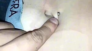 playing with friend's belly button ring feels so teasing fun