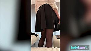 Ladylyne squirts hard soaking panties in solo fetish play