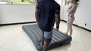 two wet milfs filled by black cock on inflatable 😏🍆💦👯