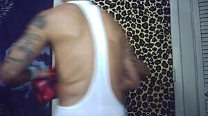 asian babe vs italian pound machine backstage nerd gloves action