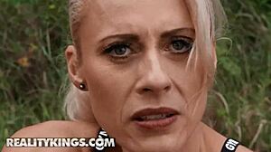 BRITTANY BARDOT AND RIKA FANE Jog Then RIDE NICK'S Big Cock Outdoor FFM Style