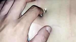 playing with friend's belly button ring feels so teasing fun