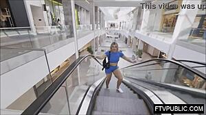 that horny blonde flashes and rubs in mall