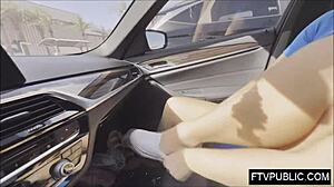 that horny blonde flashes and rubs in mall