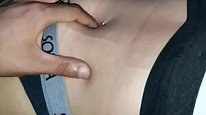 playing with friend's belly button ring feels so teasing fun