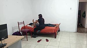 nurse shakes her huge curvy latina ass sensually for patient in lingerie roleplay