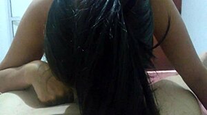 cuckold wife deepthroats small cock before amazon position domination