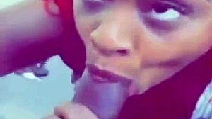 redhead ebony gags on student cock park public suck