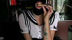 Sweet Stepdaughter Feeds Disgusting Old Man Food In Humiliating Femdom Play