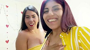 Valentine's Casting Turns Wet with Best Friend's Squirting Kisses