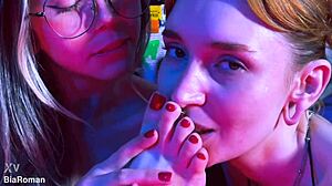 Horny Redhead And Blonde Lesbians Worship Feet With Deepthroat Sucking