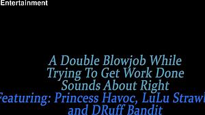 princess havoc & strawberry lulu slobber on big black cock 👅💦 deepthroat action 😍