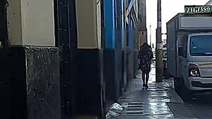 Young guy catches mature street whore pays debts for rough outdoor fuck