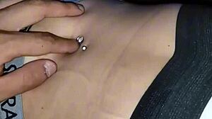 playing with friend's belly button ring feels so teasing fun