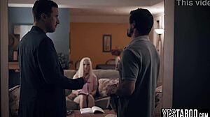 skinny russian teen stepdaughter drilled double by stepdad